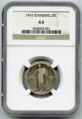 1916 Standing Liberty Silver Quarter NGC G6 Certified - A488 Cover
