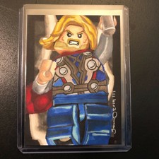 LEGO Marvel Avengers Thor Ragnarok 1/1 hand drawn original art sketch card aceo 