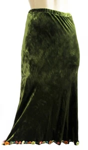 Whistles Velvet/ Silk pencil Skirt UK Size 12 button decoration hem Scarob green - Picture 1 of 5