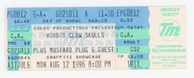 Voodoo Glow Skulls Concert Ticket Graffiti Showcase Pittsburgh, PA 1996 - Image 1 of 2