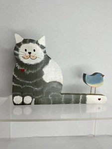 Cat And Blue Bird Wall Hanging Decor - Picture 1 of 5