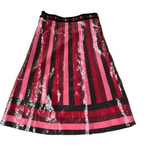 Falda con lentejuelas para mujer Dash of Pep BOSS BITCH talla M roja rosa negra a rayas - Imagen 1 de 13