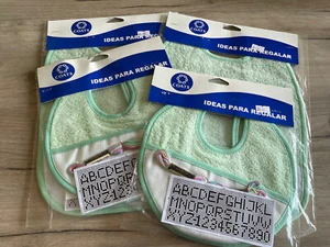 4 Coats Green Bibs. Cross Stitch Your Own Baby’s Name. Full Kit. - Picture 1 of 2