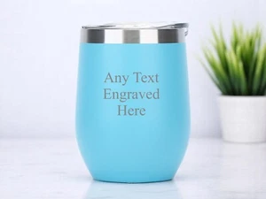 Personalised 12oz Light Blue Insulated Travel Cup Hot Cold Coffee Tea - Picture 1 of 2