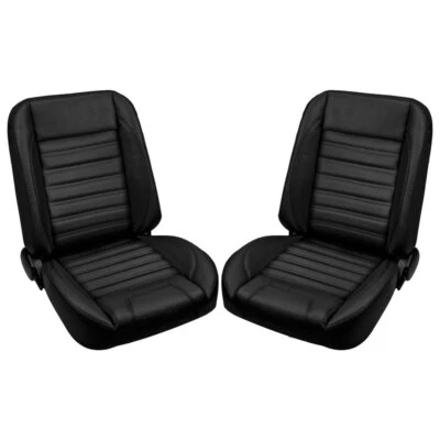 Asientos con canastilla TMI Pro-Series Sport de vinilo negro con costuras negras Foto 1 de 2