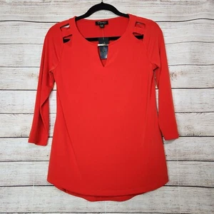 Neu mit Etikett Thalia Sodi Damen Gr. XS Eternal Red Schlüsselloch Bluse 3/4 Ärmel - Bild 1 von 14