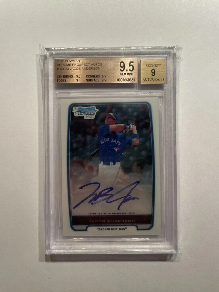 2012 Bowman Chrome Prospect Jacob Anderson AUTO #BCP83 Blue Jays - BGS 9.5/9 - Image 1 of 1