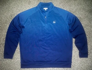 Neu ohne Etikett Herren Peter Millar Crown Sport 1/4-Reißverschluss L BLAU Tye-Dye mit Krone & Golf-Logo - Bild 1 von 3