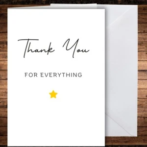 Thank You Card For Everything Star 5x7 folded with envelope - Picture 1 of 3