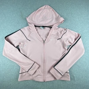 Nike Sweatshirt Kids Girls Small 4/6 Pink Full Zip Hooded Fit Dry Activewear - Picture 1 of 13