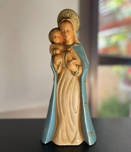 Antique Art Deco Virgin Mary Madonna Infant Child Plaster Polychrome Tenderness⭐ - Picture 1 of 12
