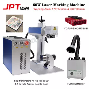 60W JPT M7 Mopa Fiber Laser Marking Machine For Metal Engraver & Smoke Extractor - Picture 1 of 15