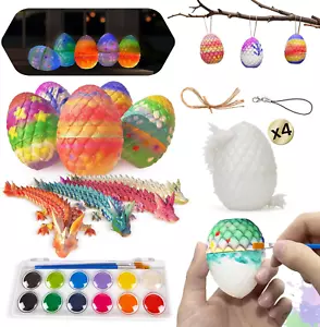 4PCS 3D Printed Easter Dragon Eggs with Dragon Inside,Mystery Crystal Mini Drago - Picture 1 of 7