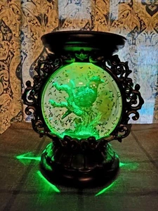 MUSICAL RAVEN WATER GLOBE PEDESTAL 3-WICK CANDLE HOLDER HALLOWEEN BATH BODY WORK - Picture 1 of 6
