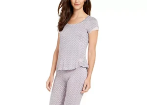 Betsey Johnson Damen Pyjama Oberteil mit Spitzenbesatz, rosa gepunktet, M - Bild 1 von 2