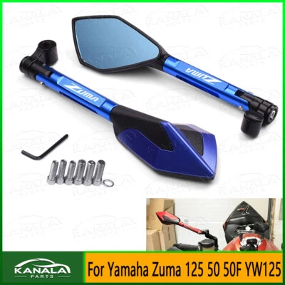 For Yamaha Zuma 125 50 50F YW125 CNC Universal Rear View Mirrors Blue Anti-glare Foto 1 de 4