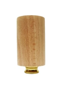 Lamp Finial-SOLID BEECH WOOD CYLINDER-W/Dual Thread Base-Polished Brass - Bild 1 von 5