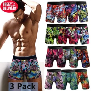 Mens Comfort Flex Fit Boxer Briefs Ultra Soft Shorts Stretch Underpants 3 Pack - Picture 1 of 31