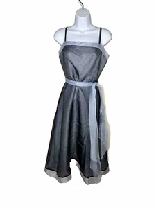 BCBG Maxazria Damen blau/schwarz 100 % Seide Chiffon Kleid Größe 4 Luxus klassisch - Bild 1 von 12