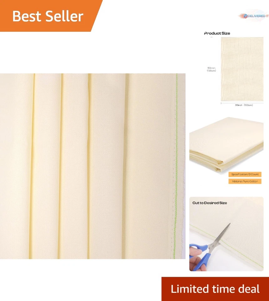 Aida Cloth Cotton 59x39 Inch 18 Count Large Fabric for Cross Stitch Projects - Image 1 of 4