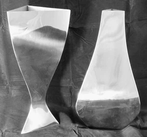 Michael Aram Modernist pair Vases Relationship 12” Mirror Polished Stainless - Picture 1 of 6