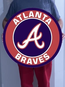 MLB Atlanta Braves Team Logo Wood Sign 18" Wall Decor Handmade Laser Cut Out - Picture 1 of 2