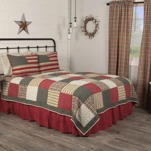 Juego de edredón Victory Americana King 4 piezas - Colcha acolchada retazos + fundas + falda  - Imagen 1 de 7