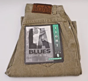 L.A. BLUES BROWN DENIM JEANS SIZE JR MISS 6 AVERAGE TIGHT FIT VTG NEW OLD STOCK - Picture 1 of 6