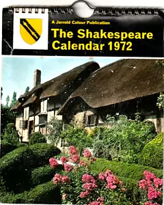 Vintage 1972 Shakespeare Wall Calendar Spiral Bound Full Color - Picture 1 of 3