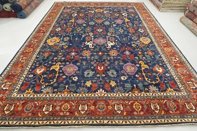 10 x 14 ft Navy Blue Bidjar Afghan Hand Knotted Wool Transitional Oriental Rug - Image 1 of 4
