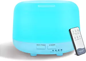 300ML Essential Oil Diffuser with Remote Control, 7 LED Color Changing Light, 8 - Picture 1 of 8