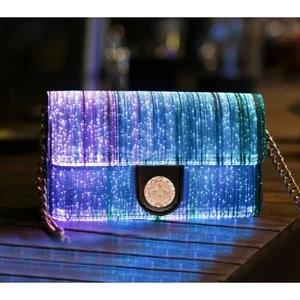 Bolso sin asas de fibra óptica LED LUMISONATA bolso de noche correa de cadena estrás adornado - Imagen 1 de 10