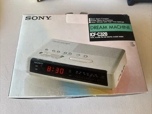 Vintage SONY ICF-C320 AM FM Radio Alarm Clock Dream Machine Red LED Black NEW - Picture 1 of 6