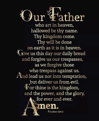 THE LORDS PRAYER 8.5X11 PHOTO GOD FATHER SON JESUS CHRIST HEAVEN ANGEL POSTER - Image 1 of 4