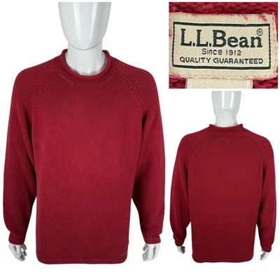 LL Bean Fisherman Sweater Mens XL Red Roll Neck Pullover Knit Casual Vintage - Image 1 of 4