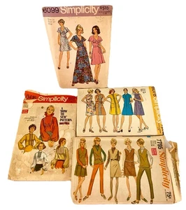 Lote De 4 Pantalones De Vestido Top De Colección Años 70 Misses Simplicity Patrón De Costura Talla 14 LEER - Imagen 1 de 9