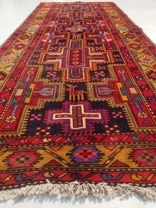 Vintage Handgeknüpfter Traditioneller Orientteppich Wolle Mehrfarbig 286x116cm - Bild 1 von 12