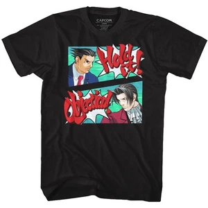 Ace Attorney Wright Edgeworth Hold It Objection schwarzes Gaming-Shirt - Bild 1 von 3