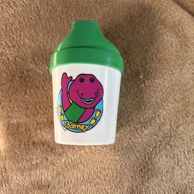 Taza con tapa Barney And Friends Playskool Baby Sippy 1987 vintage Foto 1 de 4