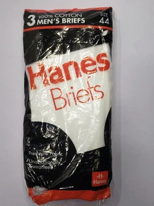 1987 Vintage Hanes White Briefs Underwear 100% Cotton 3 pack Size 44 New - Picture 1 of 6