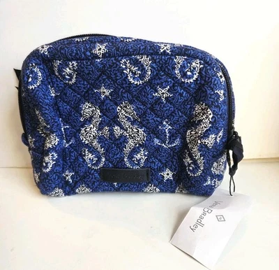 Vera Bradley Medium Cosmetic Bag Seahorse Of Course NEW Navy Sea Lift Marine - Image 1 of 4
