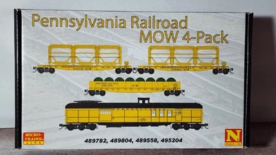 Micro-Trains 98302277 Pennsylvania RR Maintenance of Way Work Train Set 4 Pack N - Image 1 of 4