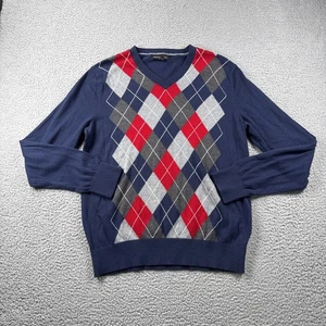 Banana Republic Sweater Mens M Argyle V Neck Lightweight Cashmere Blend Preppy - Picture 1 of 9