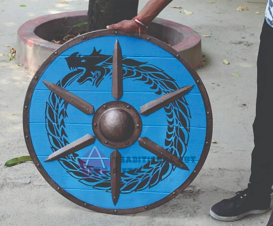 Medieval Larp Warrior Viking Round Shield Armor Templar Shield  Christmas Gift - Image 1 of 4
