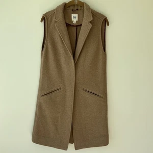 Gap Blazer Vest Women’s Wool Blend Sleeveless Open Front Camel Pockets Sz XS - Picture 1 of 10