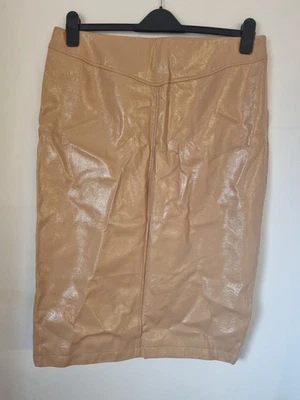 Ladies River Island Faux Leather Pencil Skirt. Size 18. Beige. VGC - Image 1 of 4