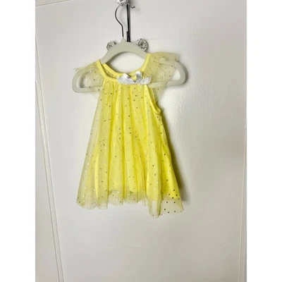 Nannette Kids Yellow Shimmer Flutter Tulle Chiffon Dressy Dress 18 MOS - Image 1 of 4