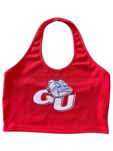 Gonzaga Bulldogs Womens Crop Top Halter Shirt Ribbed Red Medium - Picture 1 of 5