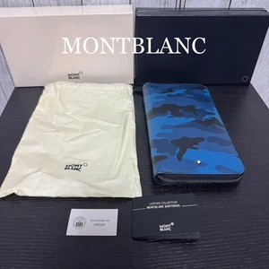 Montblanc Camouflage Travel Wallet Organizer Color Blue w/Box Used - Picture 1 of 9