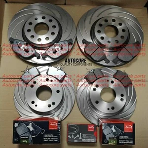 PASST CITROEN DS3 GERILLTE BREMSSCHEIBEN VORNE & HINTEN & APEC BREMSBELÄGE - Bild 1 von 1